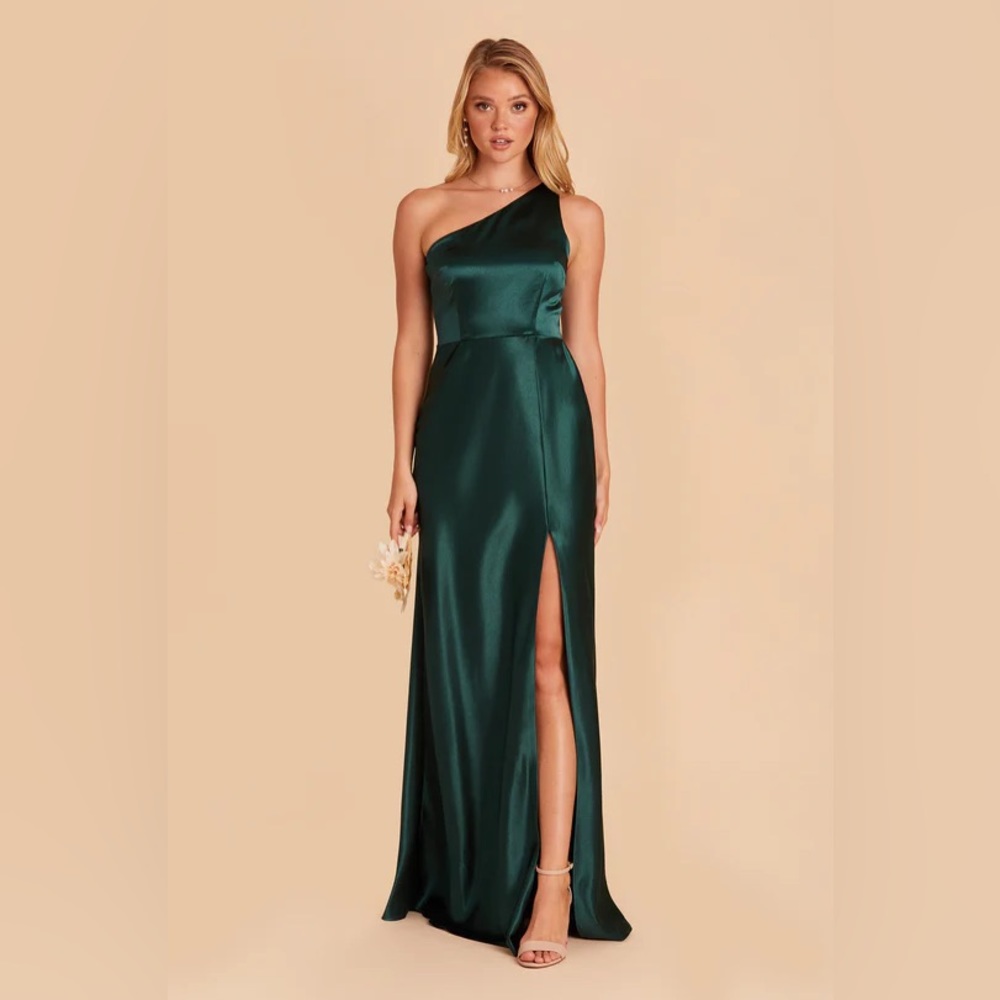 Kira Birdy Grey M Shiny Satin Emerald bridesmaids dress